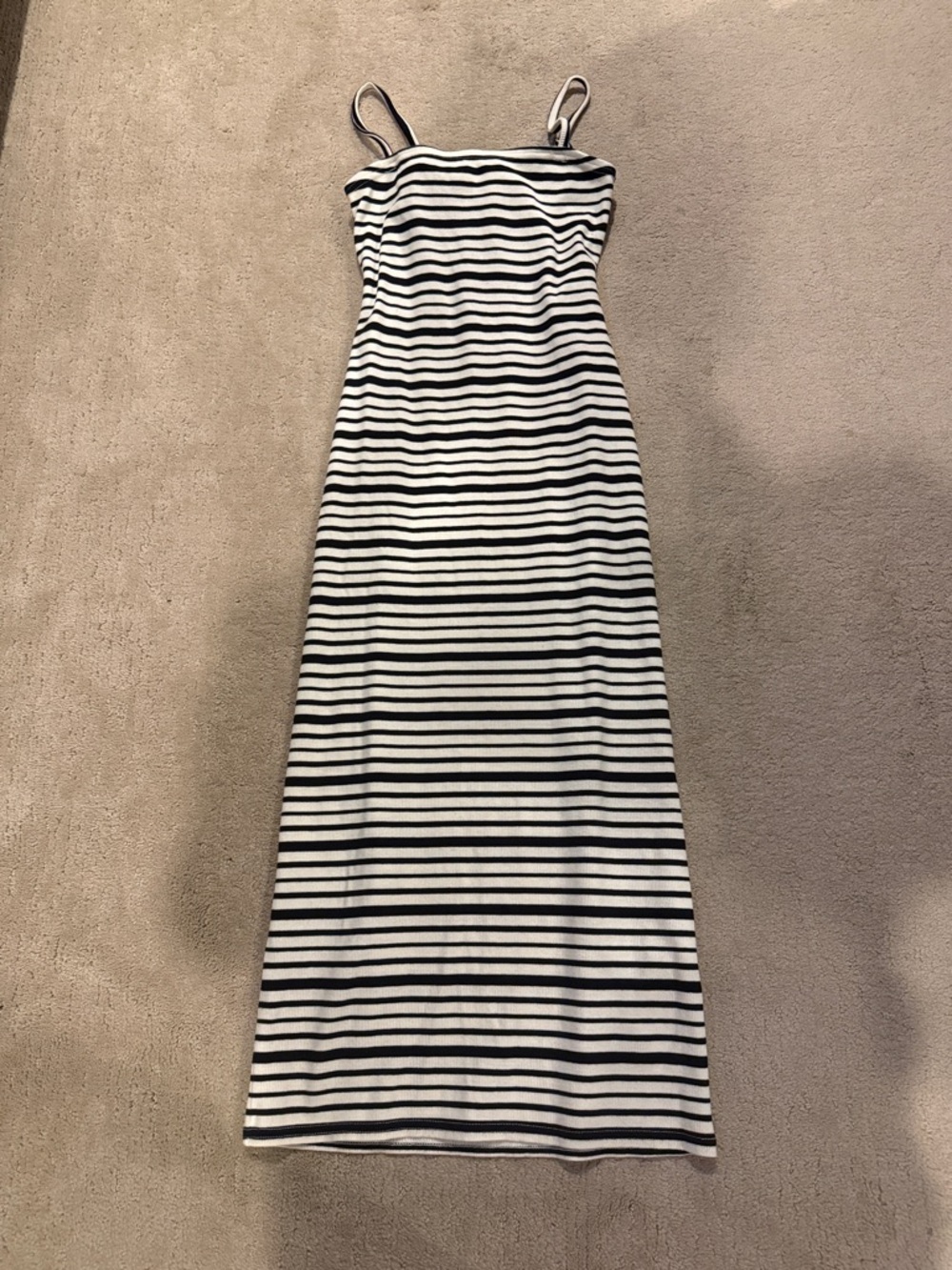 Billabong Black & White Striped Spaghetti Strap Maxi Dress